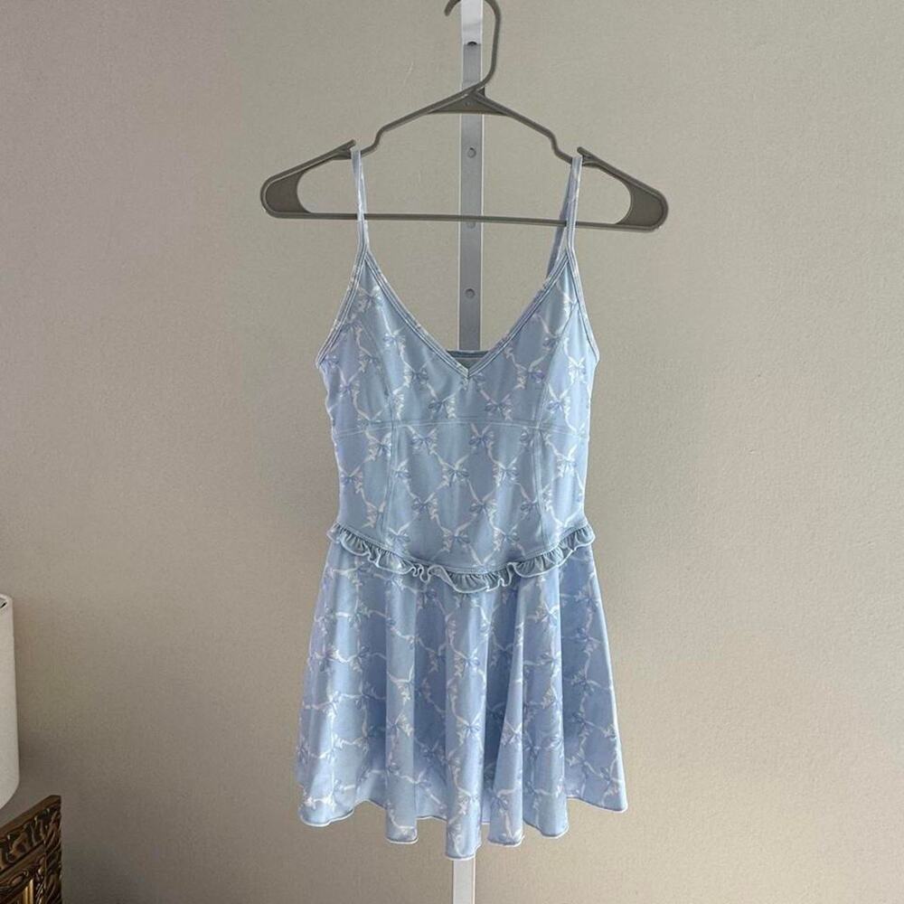 Loveshackfancy blue wotkout mini dress